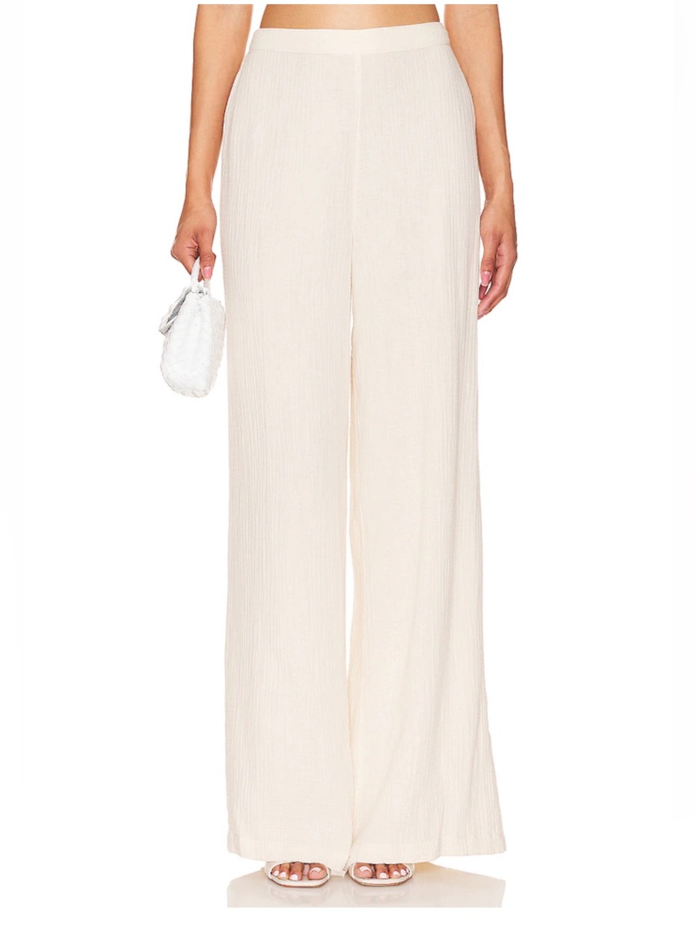 l*space Cream Santos Wide Leg Linen Pants